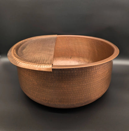 Pure Copper Hammered Pedicure Bowl With Footrest Tara Handicraft