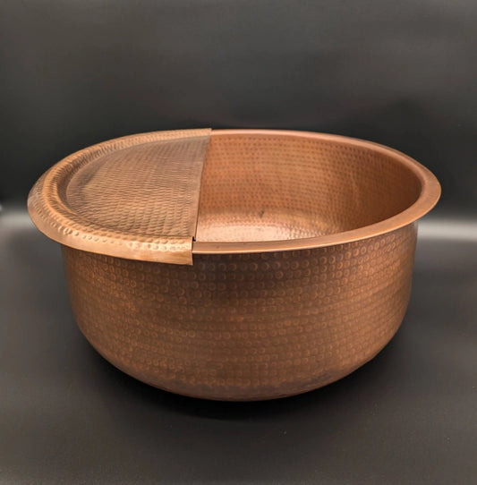 Pure Copper Hammered Pedicure Bowl With Footrest Tara Handicraft