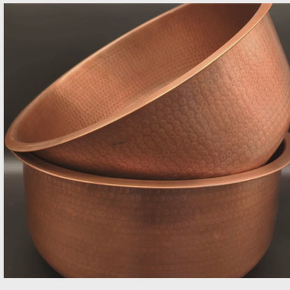 Pure Copper Hammered Pedicure Bowl With Footrest